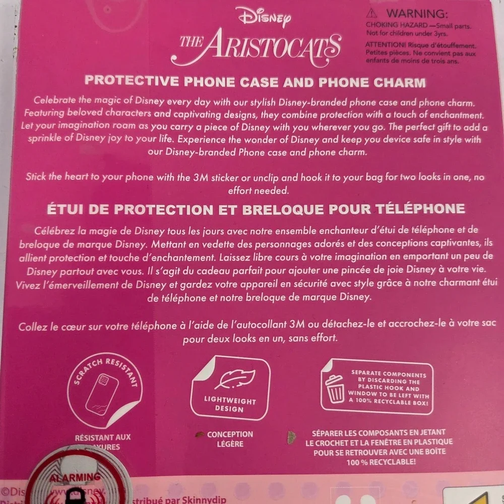 Disney Aristocats Marie iPhone 15 Pro Max Phone Case Charm Wireless Charging New